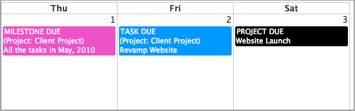 Projects due dates Projects due dates