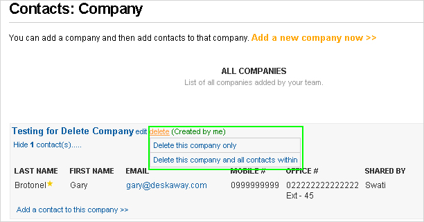 Company Delete Company Delete