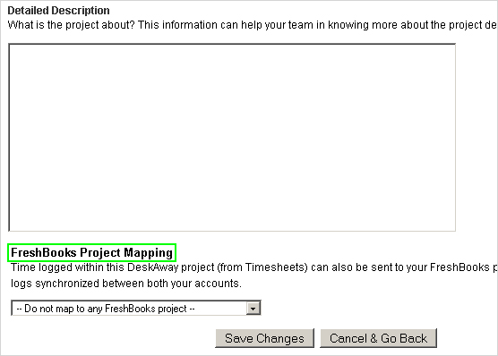 Map DeskAway project to FreshBooks project Map DeskAway project to FreshBooks project