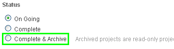 Archive a Project Archive a Project