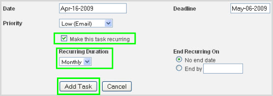 View recurring tasks View recurring tasks